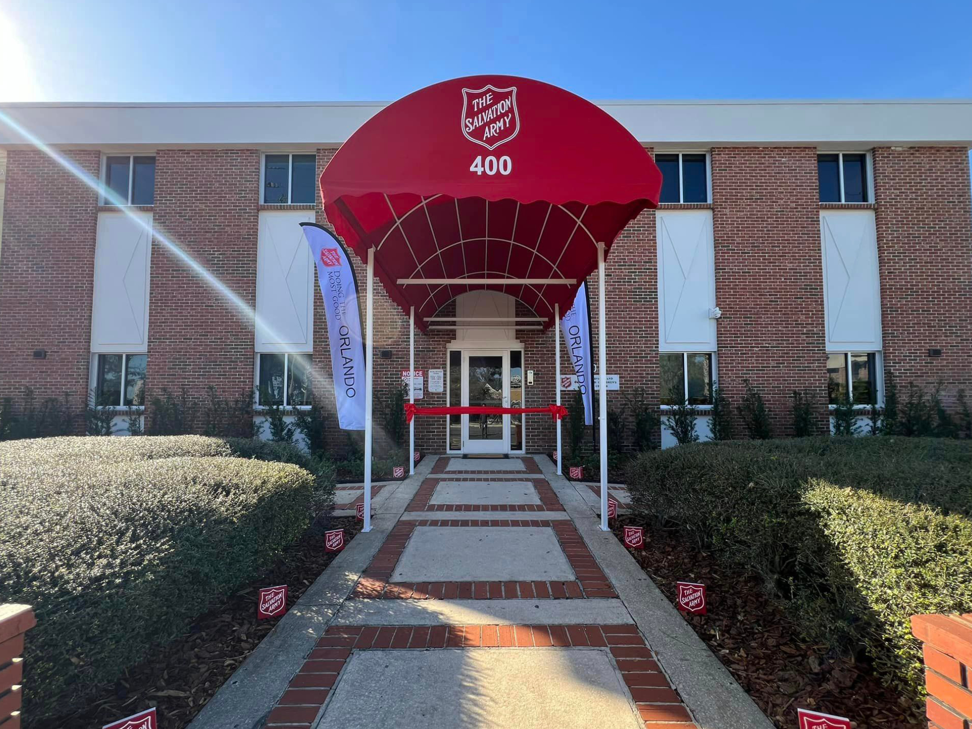 front canopy walkway of new Salvation Army Women & Children's Center