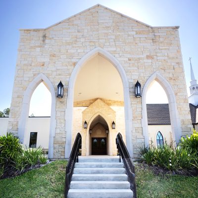 Front entrance to the Zion Evangelical Lutheran Church